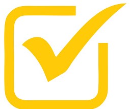 yellow check mark in box symbol